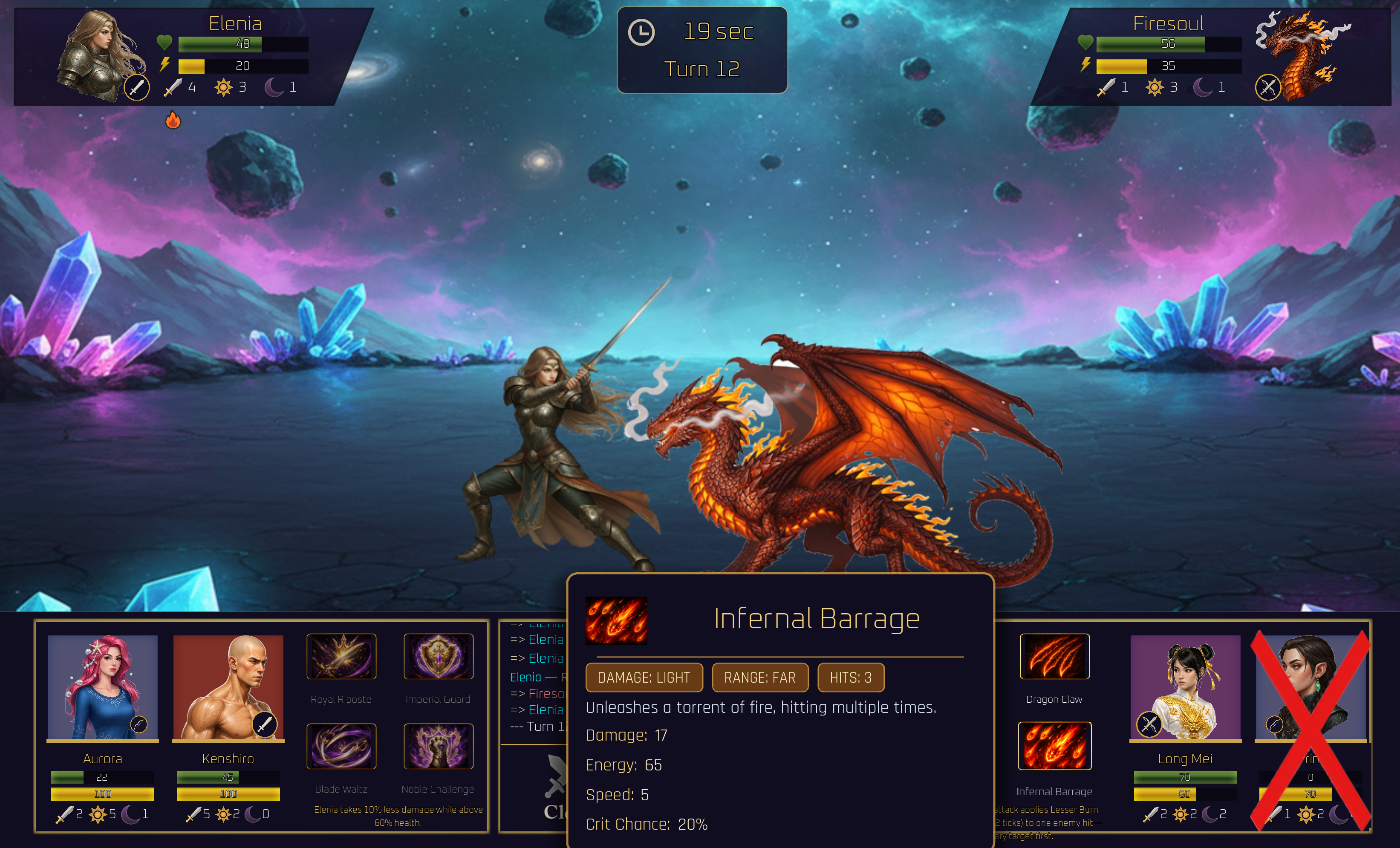 Elenia duels Firesoul.